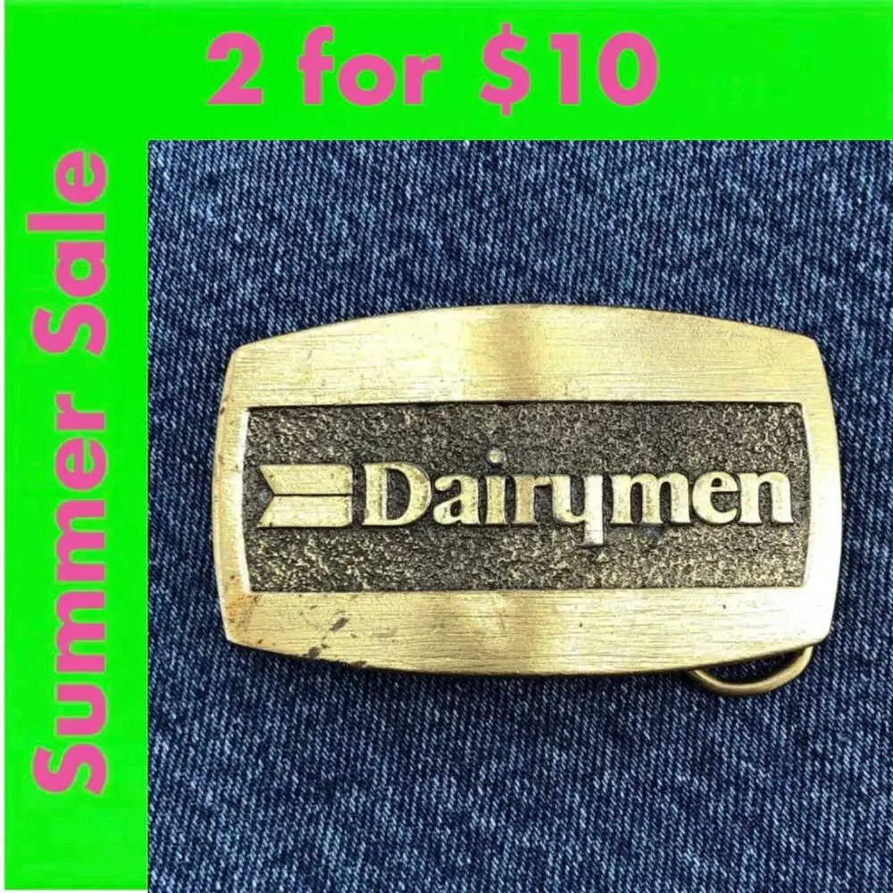 90s Dairymen brass belt buckle 1990s vintage SALE